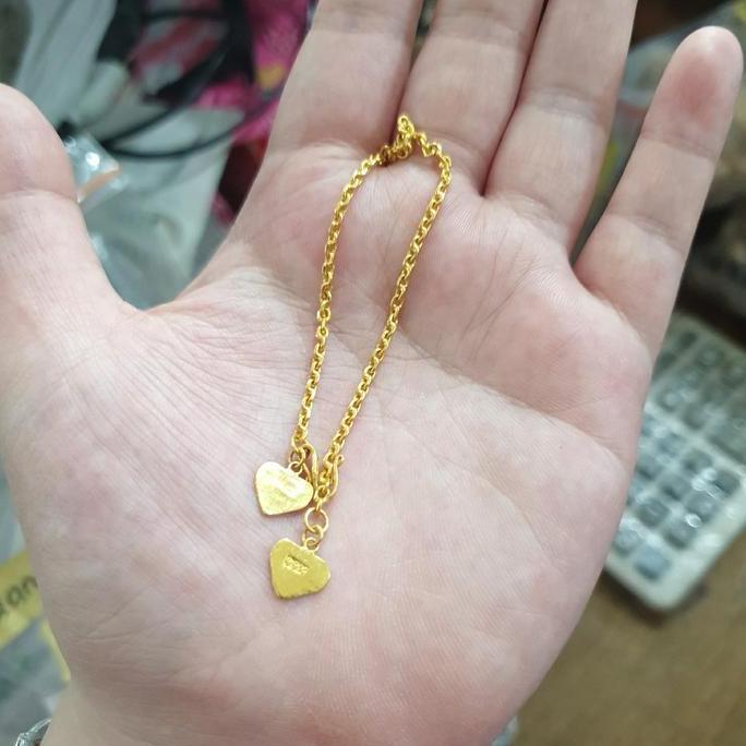 Gelang rantai 18cm 18 cm emas asli 99% 990 24k 24 karat 24karat