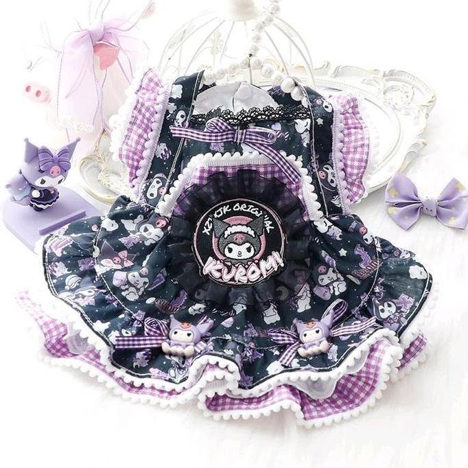 Littlepawty - Kuromi Dress | Baju Anjing Kucing Gaun Princess Lolita Anabul Betina Rok Tutu Harness 