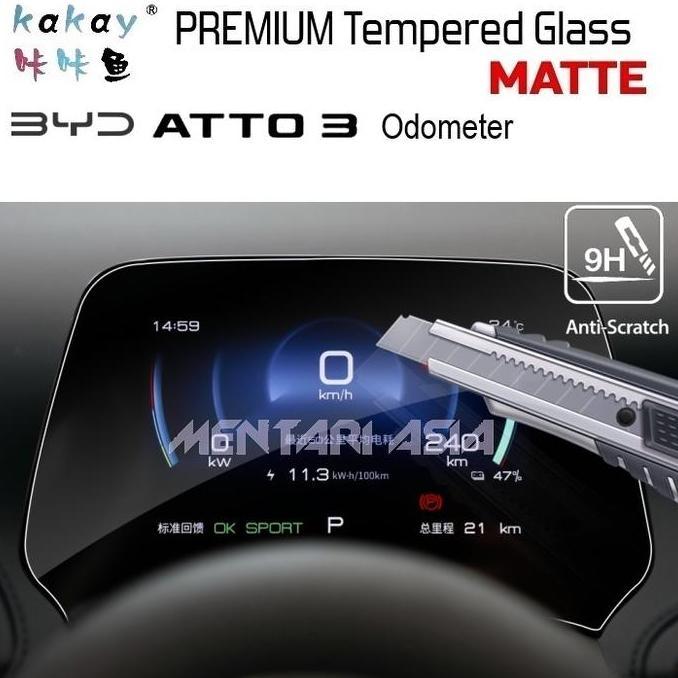 MATTE Tempered Glass BYD Atto 3 Odometer - KAKAY Premium MATTE Glass Anti Reflective MURAH