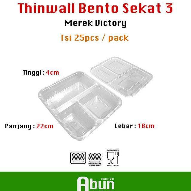 Thinwall Bento Sekat 3 Victory Isi 25Pcs