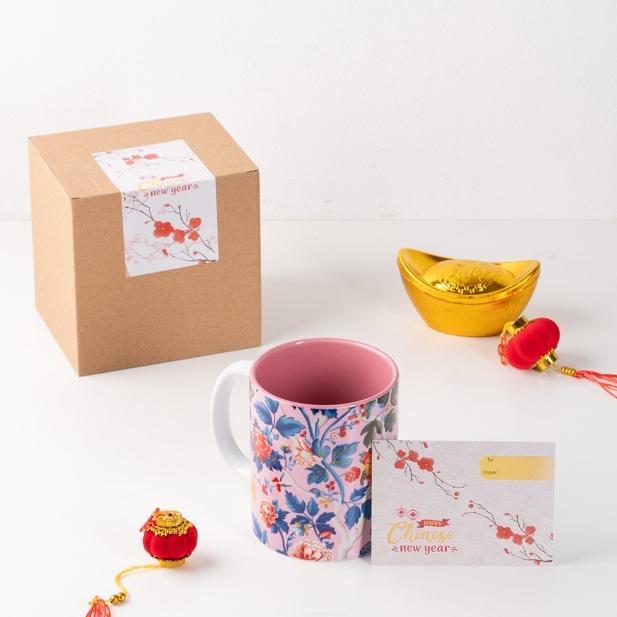 Seruni Living Mug Imlek Keramik | Mug Bunga Oriental | Kado Imlek Cantik & Elegan Imlek Day