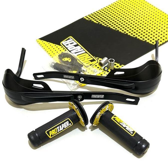 PAKET 2IN1 Handguard Daun+Handgrip Donat Protaper handguard cover stang Motor Klx- Supermoto - Xride