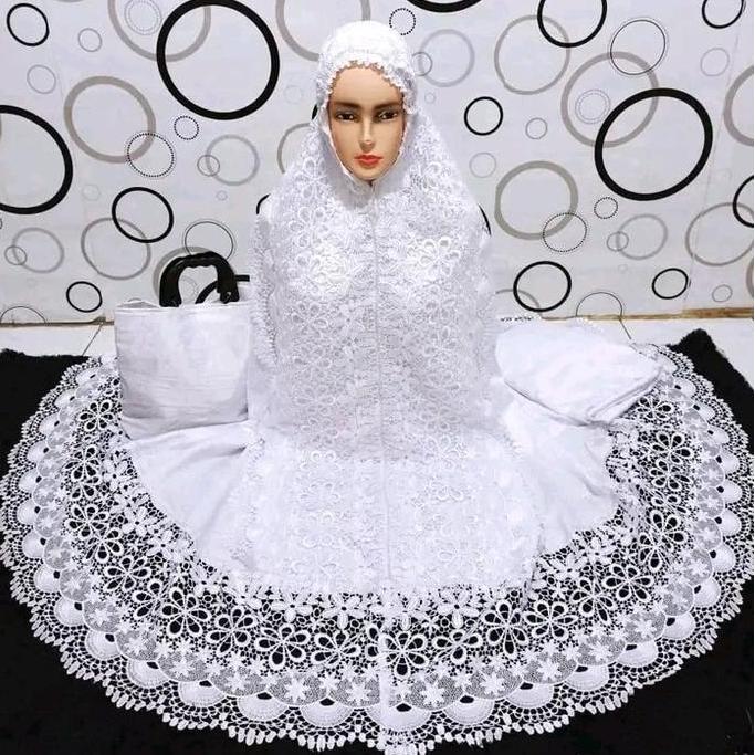 MUKENA SAROJA RENDA MUKENA  SUTRA  BORDIR MEWAH PRADA KHADIJAH RENDA