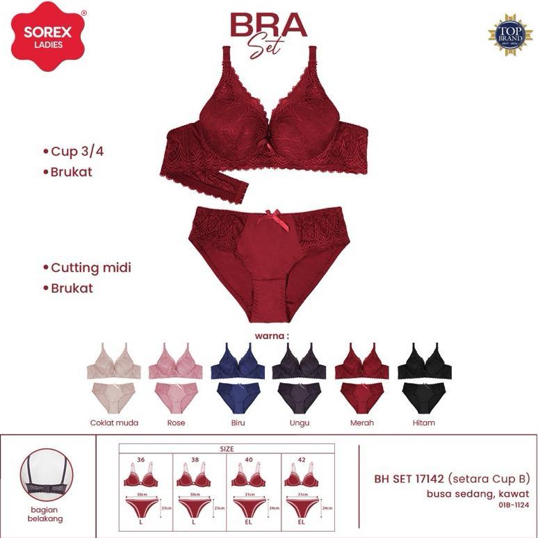 Bh set cup b | Bra set + cd SOREX 17142 pakai kawat dan busa sedang