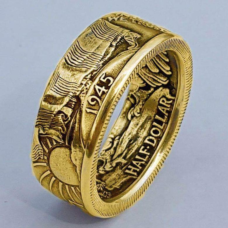 FAVORIT Cincin pria motif dollar US antik titanium silver gold simple men ,/ cincin pria / cincin do