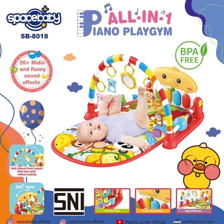 [MURCE] playmat / playgym piano bayi spacebaby SB8018 ada tambahan pengaman kaki dan mainan kaki