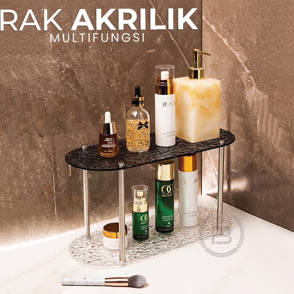 [ZR] Aesthetic Rak Wastafel Akrilik 2 Susun Tempat Penyimpanan Make Up Botol Parfum kosmetik Skincar