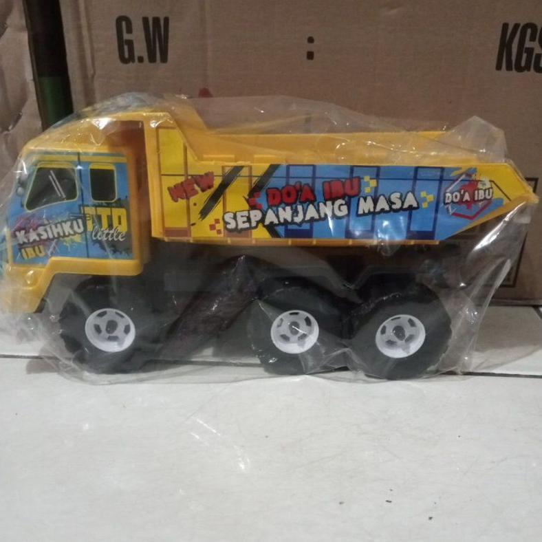 VALUE PACK Mainan mobil truk bak pasir/truk oleng + stiker dan kata2 TTD NEW KEKINIAN