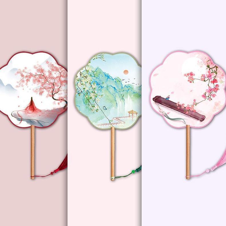 Kipas Kain Oriental Premium Kipas Kain Bulat Premium Kipas Sangjit Kipas Imlek Langsung Kirim