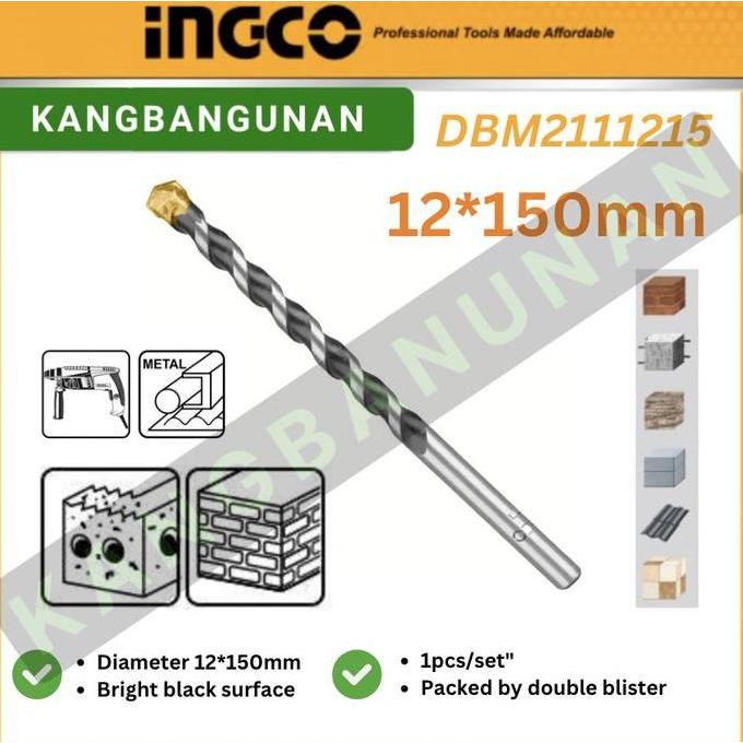 HOROZY Mata Bor Tembok Beton INGCO 12X150MM MASONRY DRILL BIT DBM2111215