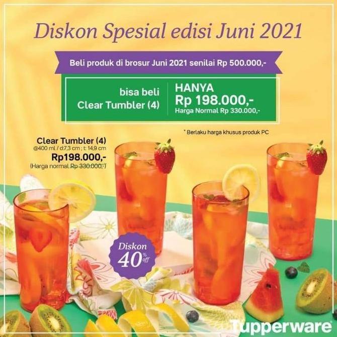 Tupperware gelas clear tumbler 4pcs Original