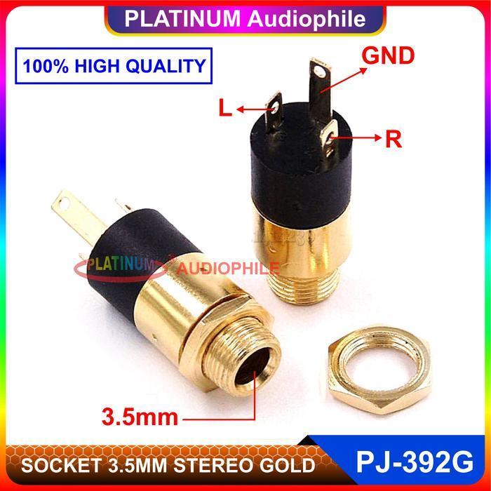 SOCKET MINI STEREO GOLD 3.5MM SOKET JACK HEADPHONE AUX FEMALE PJ-392G