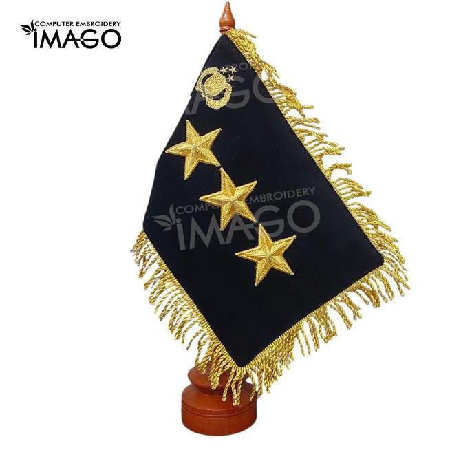 Bendera meja Bintang 3 polri miniatur