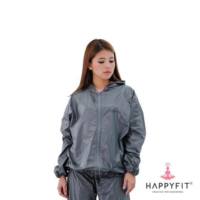 TERBARU - HAPPYFIT - Baju Saja - Sauna Suit Top with Zipper & Hood - Baju Sauna - Tracksuit (Availab