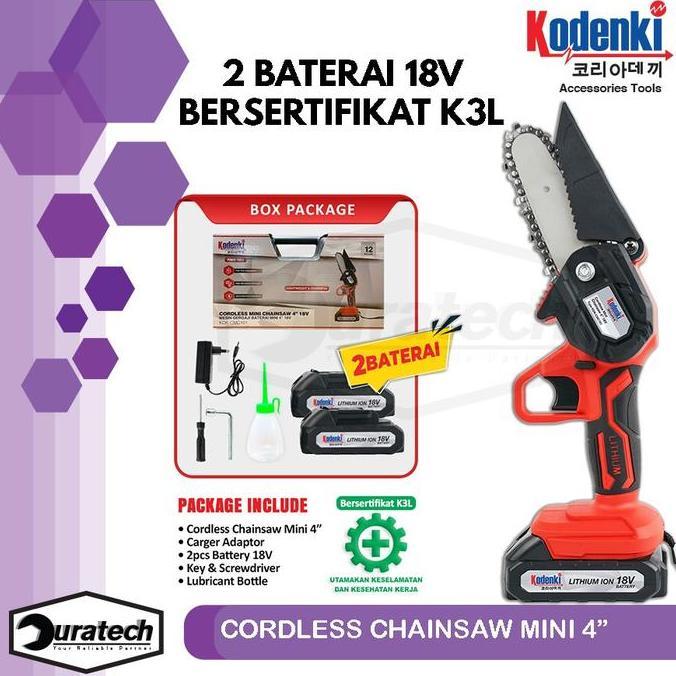 Chainsaw gergaji rantai elektrik mini senso mesin potong kayu cordless baterai - Cordless chain saw 