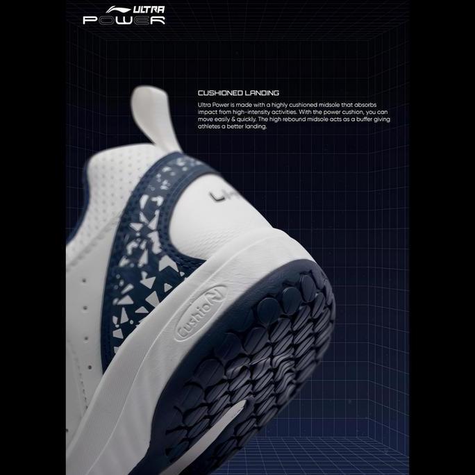 New Sepatu Badminton Lining Ultra Power AYTT045 White / Navy