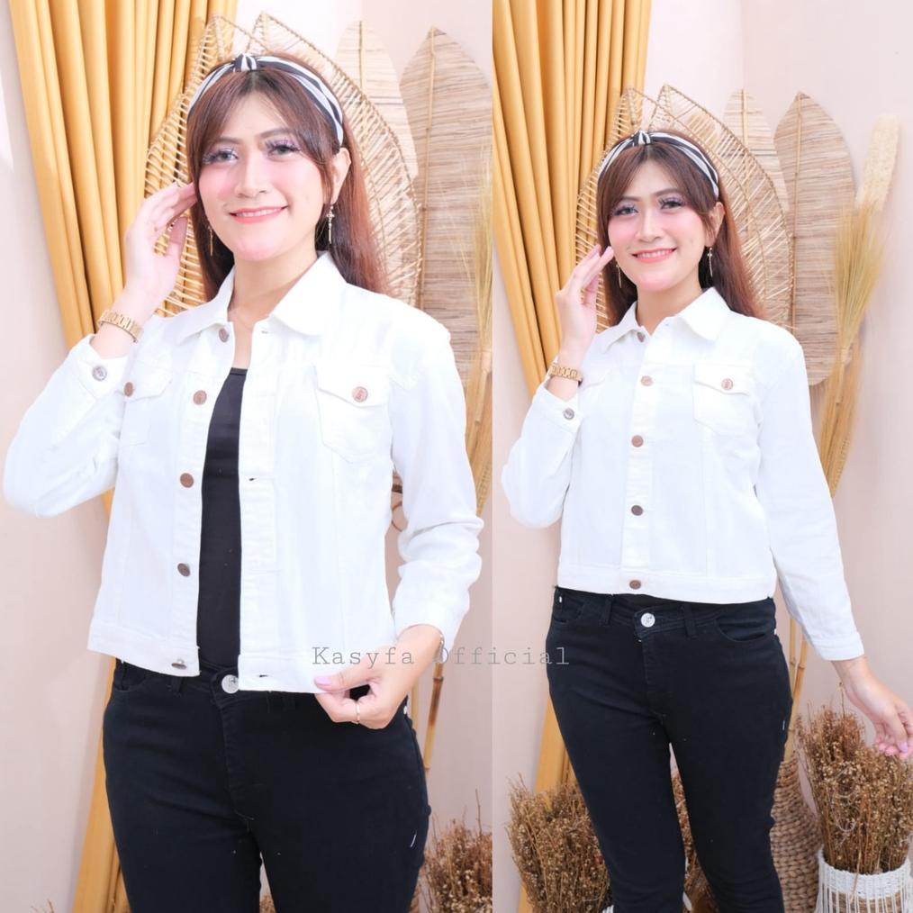 BIG SALE Witney Jaket Jeans Putih Wanita Jaket Crop Biondy