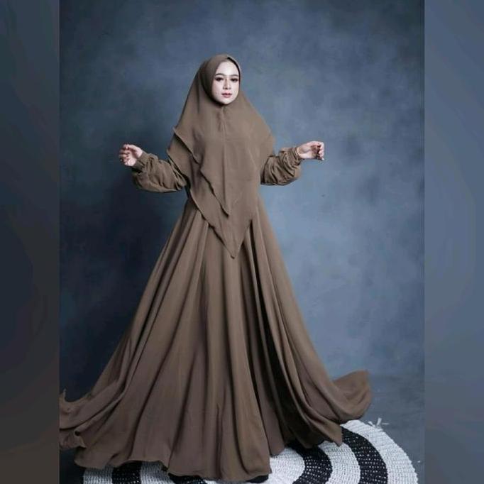Najwa Set Syari Ceruty Gamis Wanita All Size Busui Ori Arraffa Syari