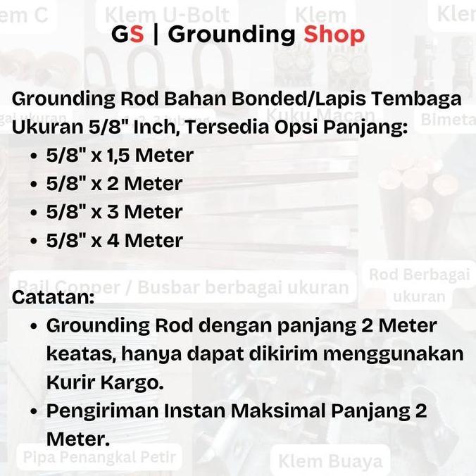 Rod Copper Bonded 5/8 x 3 Meter / Stik Grounding Rod Copper Bonded