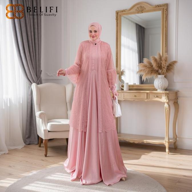 BELIFI | BIANCA Luxury Gamis Syari Set Hijab Sophisticated untuk Daily Wear yang Elegan