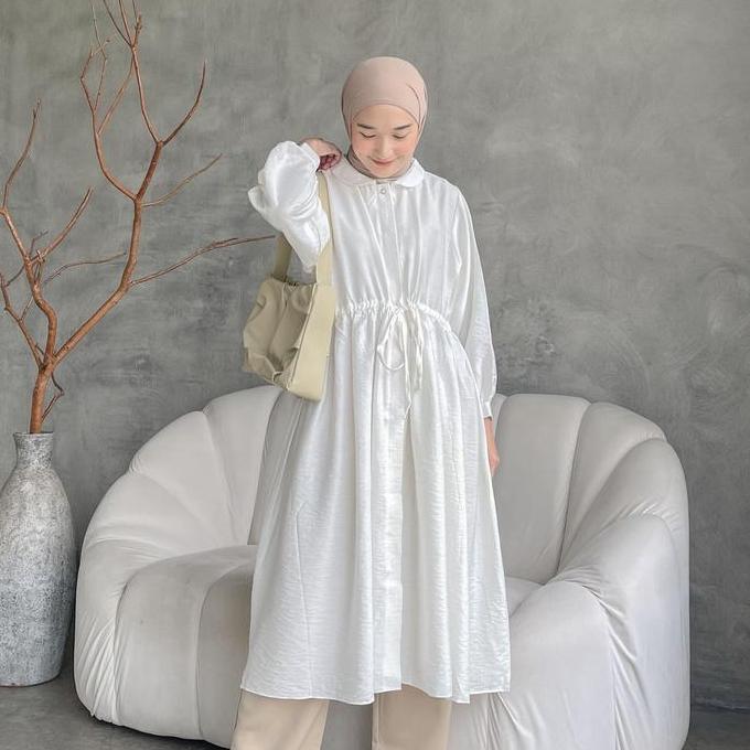 Eclemix Midi Dress Namuu | Gamis Muslim Wanita Kancing Depan