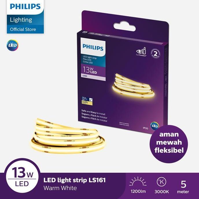Lampu Philips LED Strip LS161 COB 13W 3000K 5M 24V Kuning