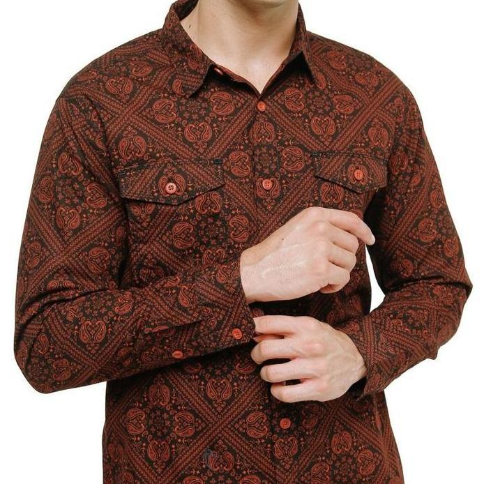 Ready Kemeja Pria Eiger Peasley 1989 Original H401 Lengan Panjang Corak Batik - Black