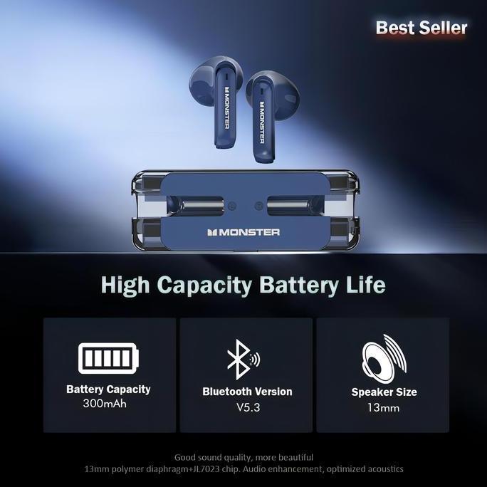 Aitu x Monster XKT08 Wireless Bluetooth Earphones Headset Headphone Earbuds TWS Original