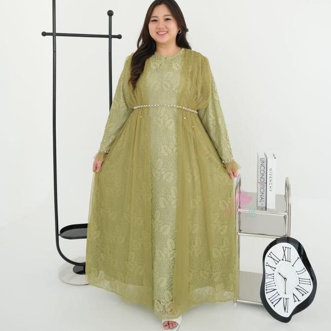 super jumbo gamis maretha brukat mewah ld 130 140 150 cm Pesta Mutiara Tile