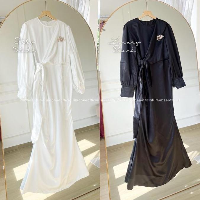 YASMIN SILK DRESS // DRESS GAMIS MUSLIM IKAT WRAP TALI SATIN VELVET KONDANGAN LEBARAN