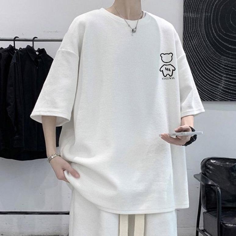 BESTPROMO Set Pakaian Pria, Setelan Pria, Setelan Korea Style, Kaos Oversize, Celana Pendek Pria