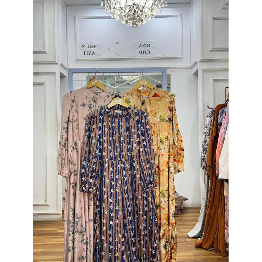 Dress Mewah Silk Motif All Size Ori Arraffa Syari