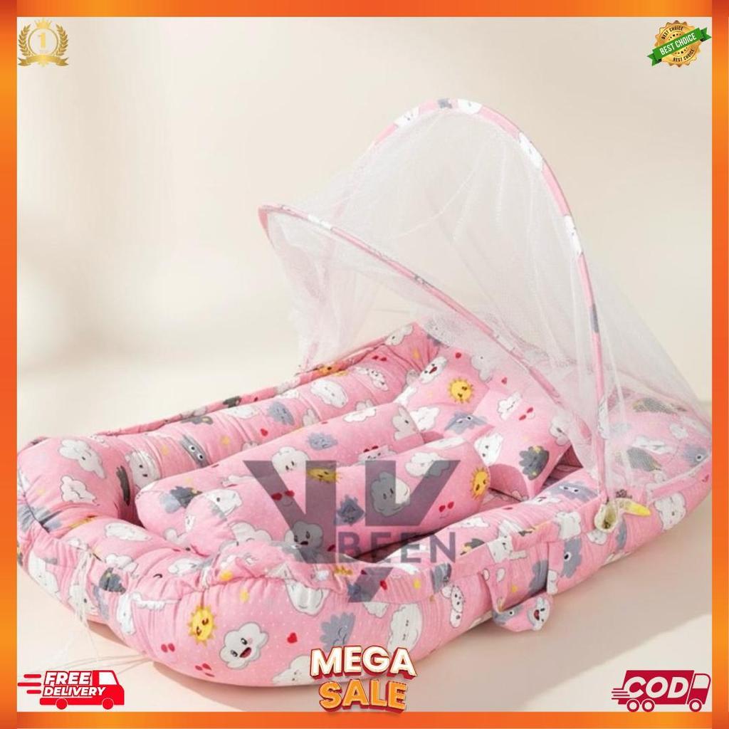 Premium Kasur Bayi Newborn Set Kelambu / Kasur Bayi Kelambu Set Dengan Bantal Guling / Kasur Kelambu