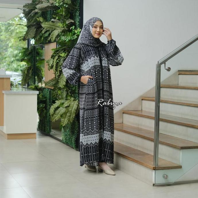 Gamis Set Hijab, Gamis Syari Set fasmina Khadijah big size bahan crinkleairflow mix cerutybabydoll L