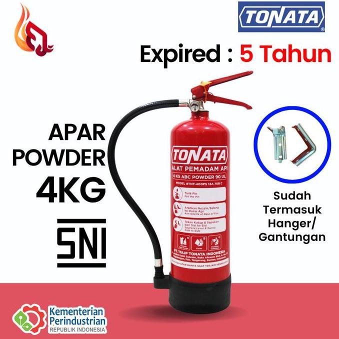 APAR 4 kg Powder TONATA Paket Komplit - Garansi 5 Tahun (SNI) + Free Kartu Ceklis APAR