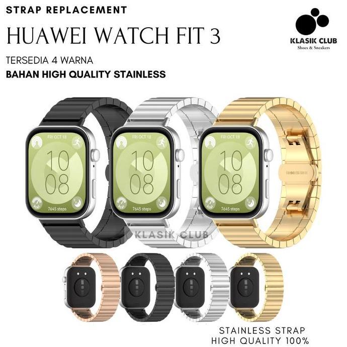 Strap Huawei Watch Fit 3 Stainless Tali Pengganti Huawei Watch Fit 3 Mewah Elegant