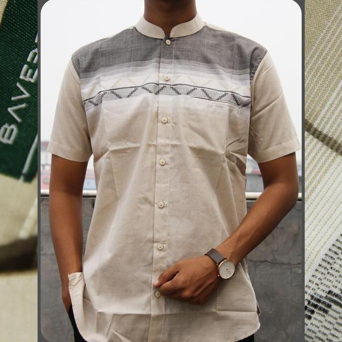 Baju Koko Pria Baverre Lengan Pendek Motif Bordir 13 Baju Muslim Pria