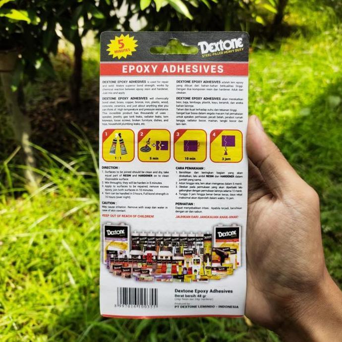 Backwill- Lem Dextone 5M Besar 48Gram / Lem Dextone Plastic Steel Expoxy / Lem Besi 5 Menit