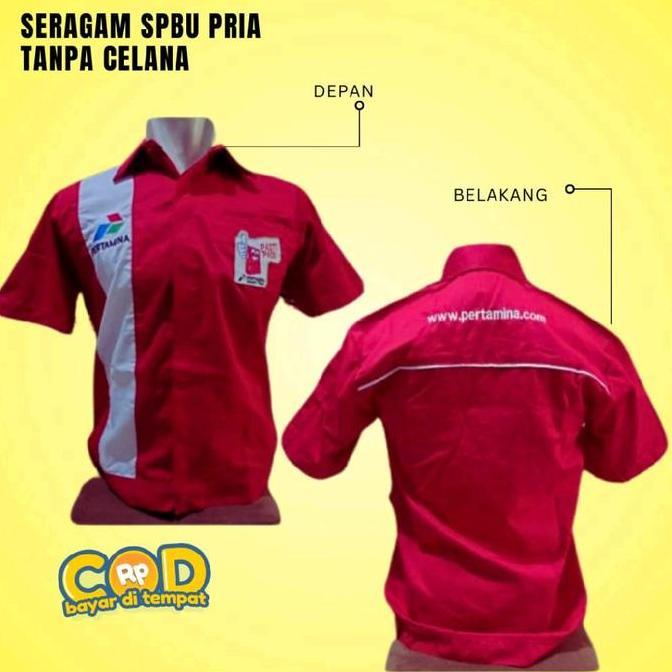 Seragam SPBU Pria Atasannya Saja, Seragam SPBU Laki Laki Warna Merah, Seragam Operator SPBU Kemeja T