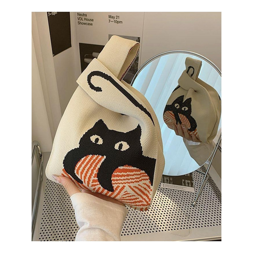 Tas Tote Wanita Bahan rajut Motif Lucu unik kece Tote Bag Wanita import Karakter ToteBag Traveling