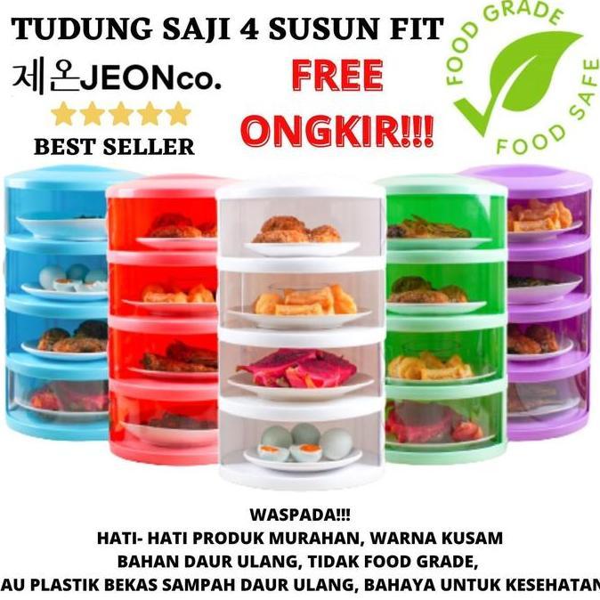 _dandirst - [cod] rak tudung saji fit 4 susun tanpa ring lebih tebal food grade cover tempat penyimp