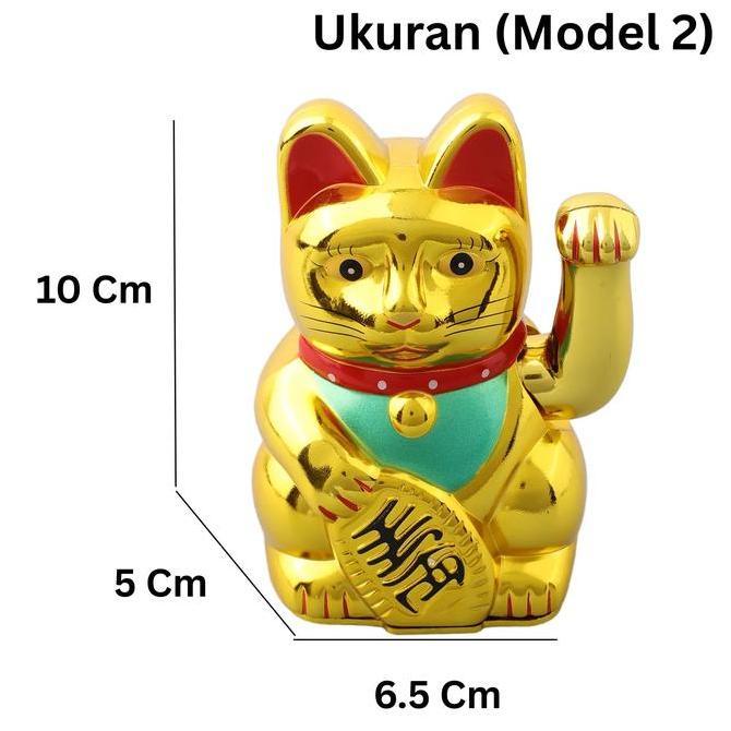 Wfhgx- Pajangan Kucing Hoki (Tenaga Baterai) Rejeki Keberuntungan Tinggi 10, 12, 13, 14 & 16 Cm Emas
