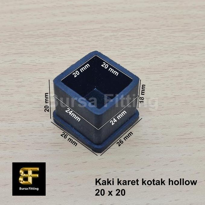 * KAKI KARET KOTAK 20 X 20 / ALAS KAKI MEJA KURSI / KARET HOLLOW ''