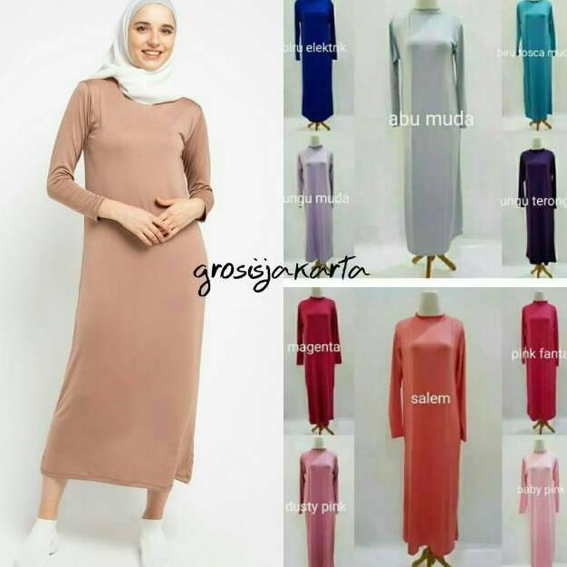 Wkwkwk- Manset Gamis Lengan Panjang / Inner Dress Dalaman Gamis /  Mangset  Gamis Hitam Putih Spande
