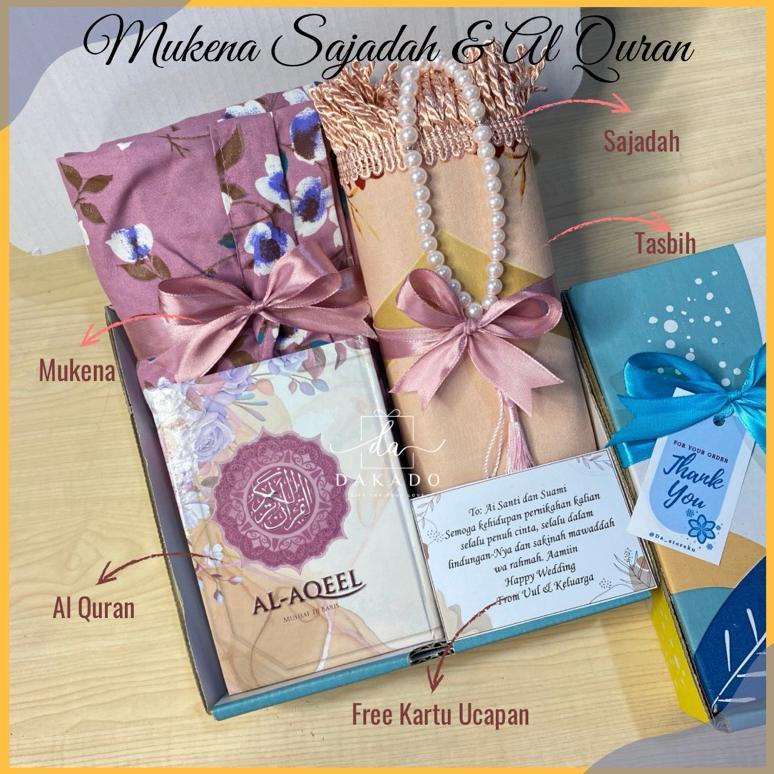 DISKON HAMPERS MUKENA DEWASA SATU SET SAJADAH AL QURAN FREE TASBIH / SESERAHAN MUKENA SAJADAH PREMIU