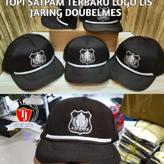 DF113 - topi satpam coklat terbaru/topi satpam security jaring doubelmes/topi satpam logo lis/topi s