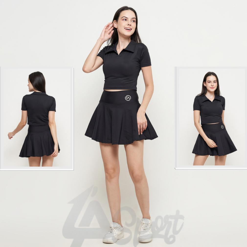 original set olahraga wanita crop kerah / set tenis / set badminton / set golf / set senam wanita / 