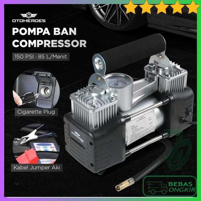 Pompa Ban Compressor Double Cylinder 12V 150 PSI OTOHEROES 628-4X4