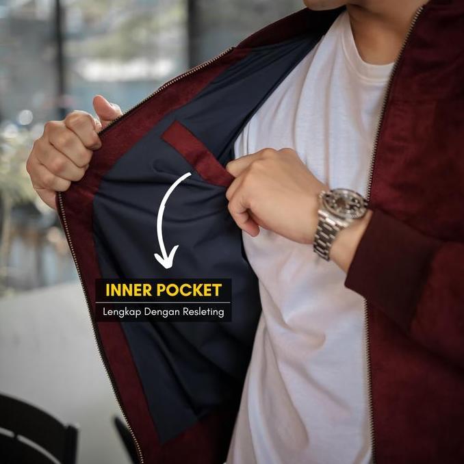 Delibra Jaket Bomber Suede Pria Premium