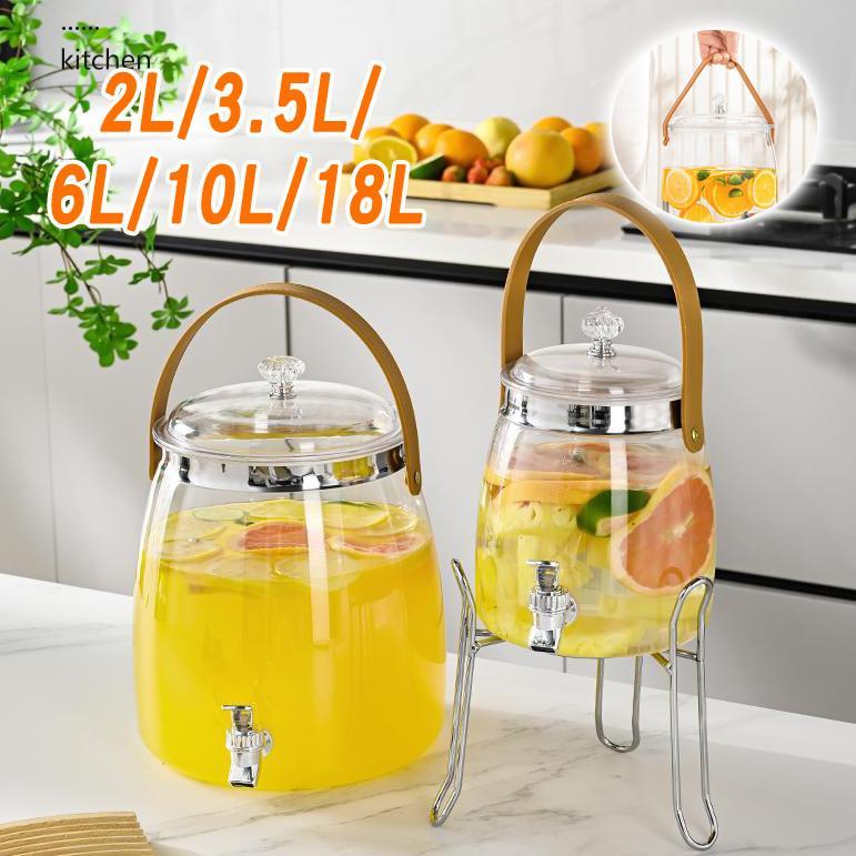 18L Ketel Air Dingin Gaya Jepang Dengan Dispenser Air Keran, Ember Kedap Udara Transparan Rumah Tang